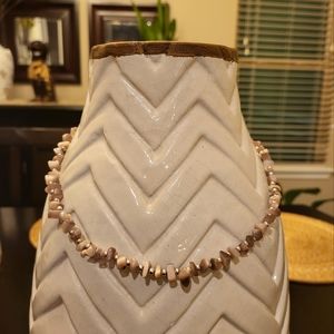 Lavendar Stone Necklace Silver Beads Twist Closure